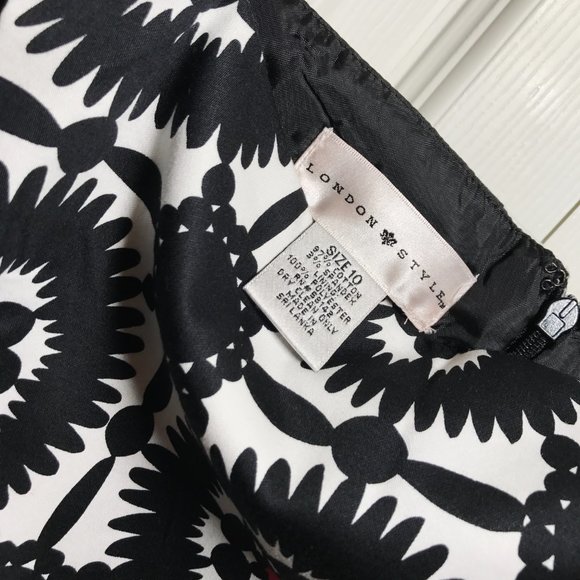 London Style Women’s Sleeveless Career Dress Black/White/Coral Size 10 - Picture 6 of 7